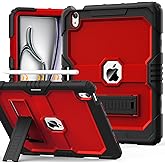 OKP Case for New iPad Air 13 inch M3 (2025), for iPad Air 13-inch M2 (2024), Heavy Duty Shockproof Rugged iPad Air 13'' Protective Cover with Pencil Holder & Built-in Stand, Black+Red