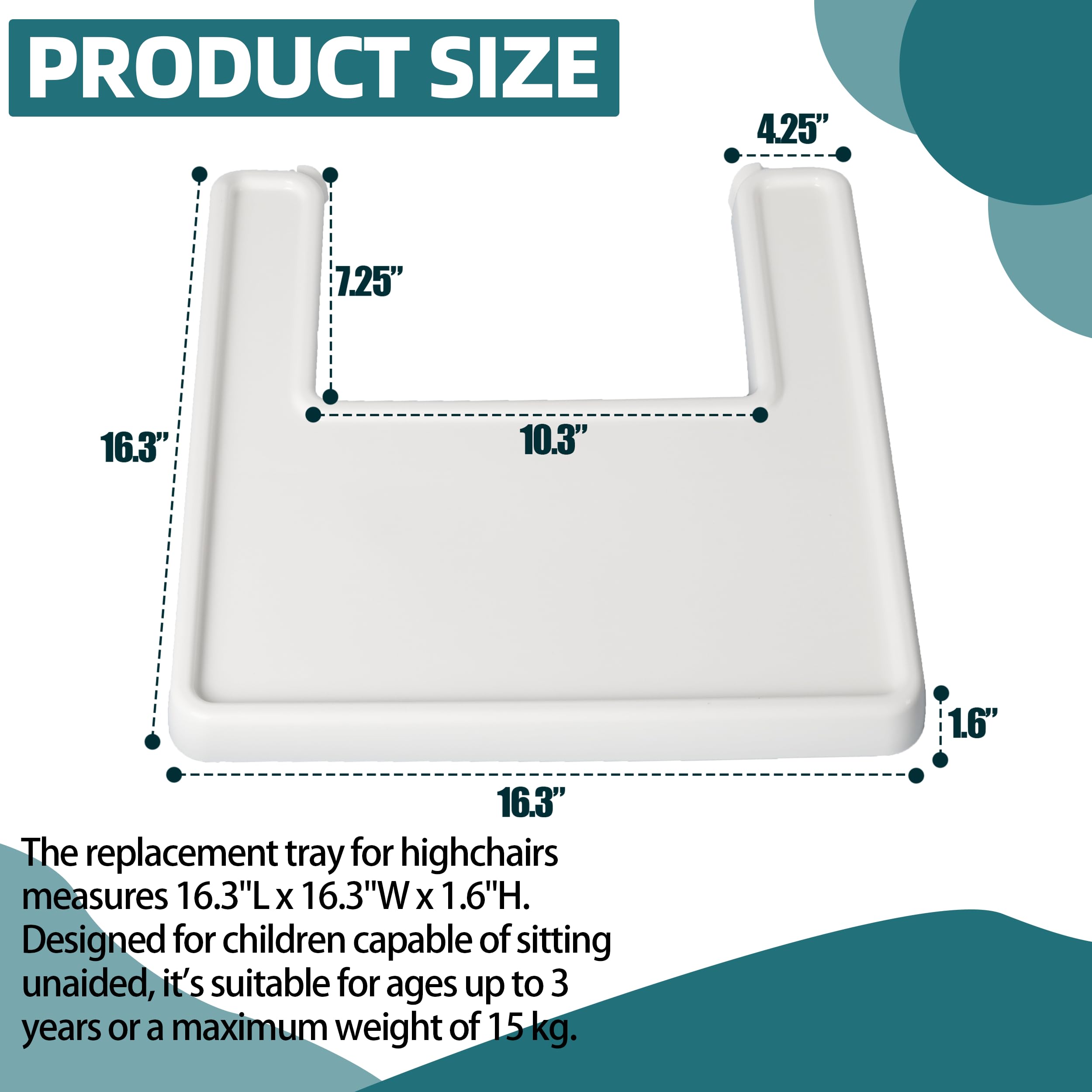 Baby High Chair Tray Compatible with IKEA Antilop High Chair Baby Dining Feeding Tray for Toddler - Made with Food-Safe Plastic (BPA BPS BPF Lead and Phthalate Free) - White