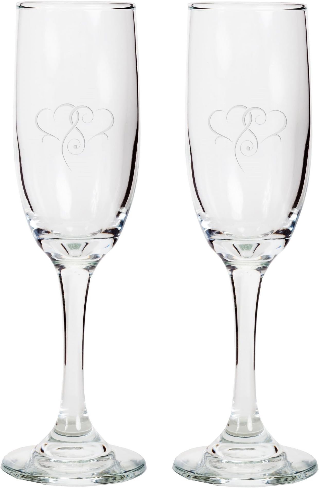 Engraved Customized Champagne Flutes Glasses With Heart For Engagement Toasting | Mr and Mrs Champagne Glasses Set of 2 | Bride and Groom Wedding Gifts