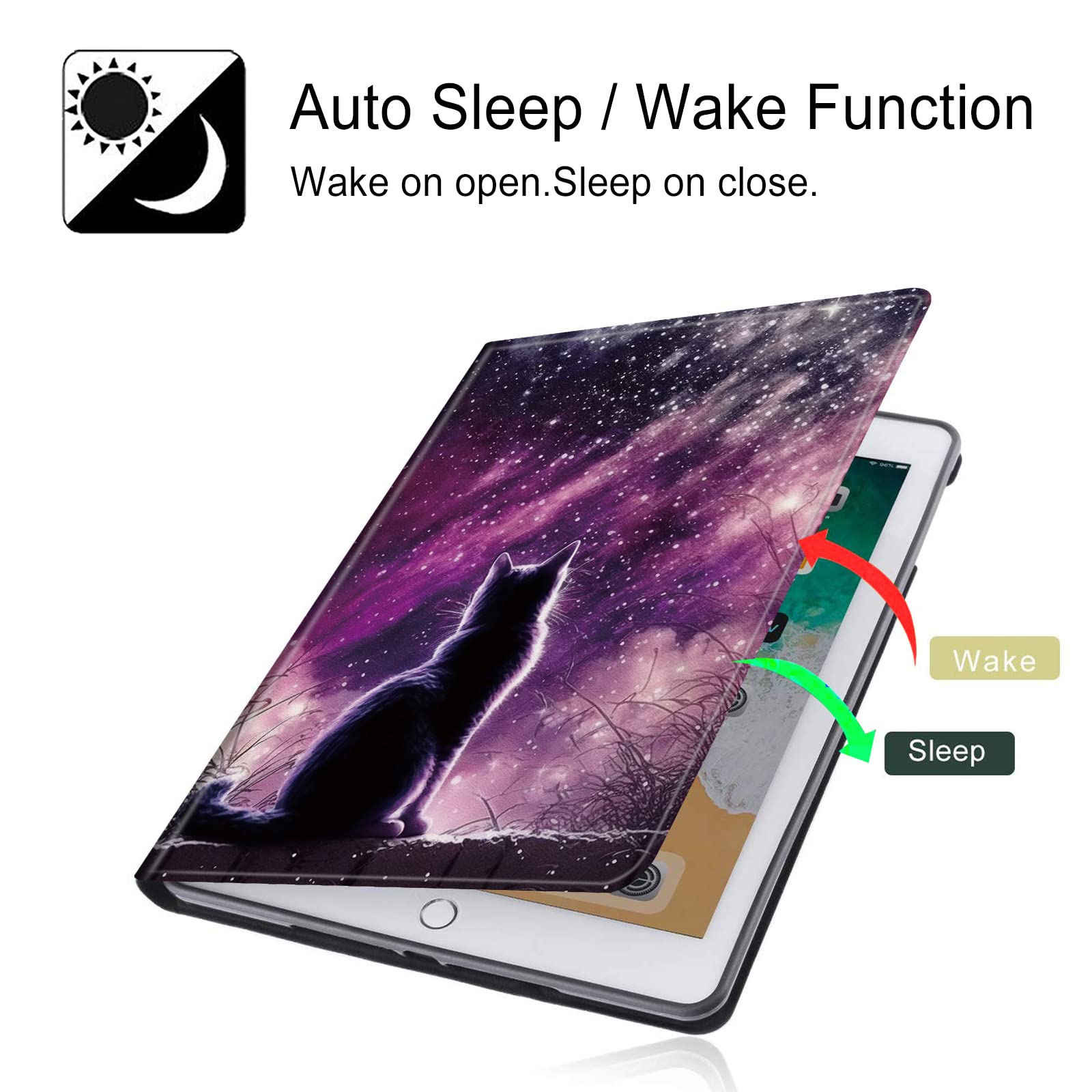 BPQOJB for Kindle Paperwhite Case 11th Generation 2021 6.8 inch for Kindle Paperwhite Signature Edition Case with Adjustable Stand & Auto Wake/Sleep Feature Smart Protect Cover - Galaxy Cat