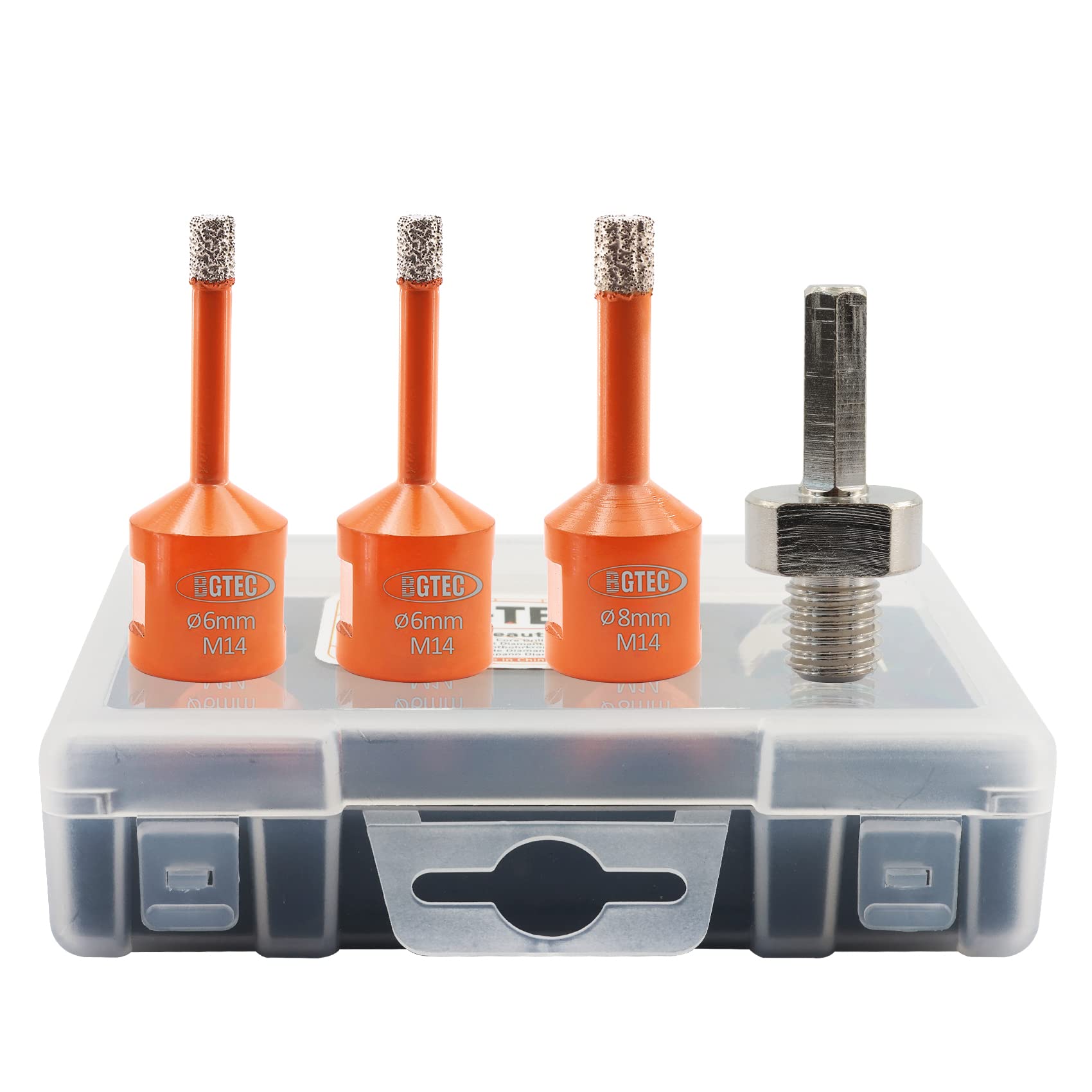 Diamond Core Drill Bits Set - BGTEC 6/6/8mm Tile Hole Saw and 1pc Hex Shank Adapter for Ceramic Porcelain Tile Marble Granite,M14 Thread