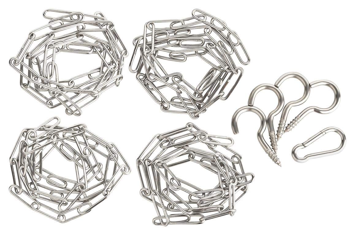Mounting Set Bird Swing | Swing for Birds Building | Chain + Carabiner Hook + 4 Hook Screws for Attaching Homemade Bird Toys Stainless Steel Non-Toxic Untreated