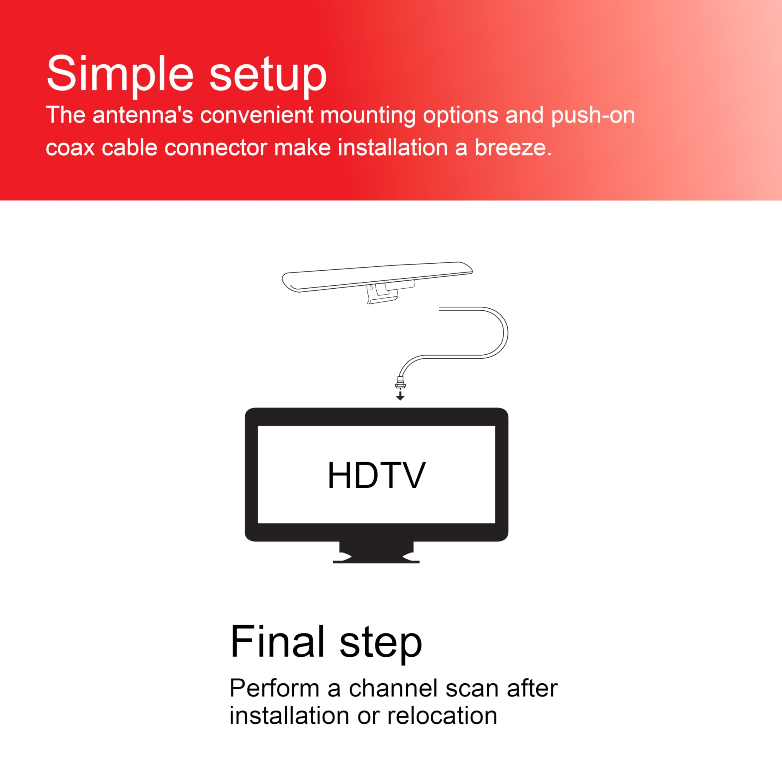 UltraPro Hover Digital TV Antenna Indoor for Smart TV, Long Range HD Local Channels, Easy Mount on Top Design, Supports 4K 1080P HDTV VHF UHF, 360° Reception, 83713