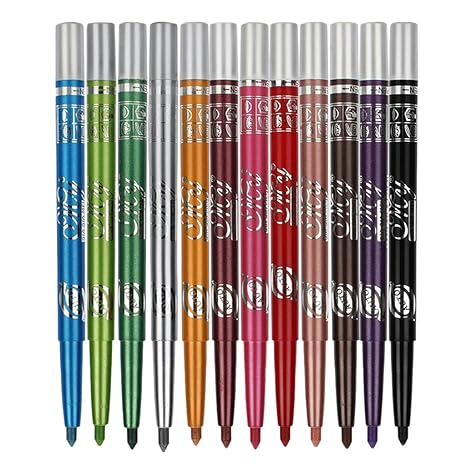 MagiDeal 12 Farben Metallic Lidschattenstift, Wasserfest und Langanhaltend