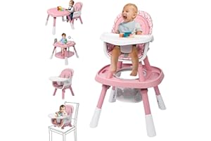Xilingol 15-in-1 Convertible High Chair, 2-in-1 Baby Highchair & Activity Center W/Toys, Booster Seat | Building Block Table | Toddler Chair W/Removable Tray & 5-Point Harness & 2-Layer Cushion
