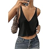 SweatyRocks Women's Tank Tops V Neck Sleeveless Casual Summer Loose Crop Cami Tops
