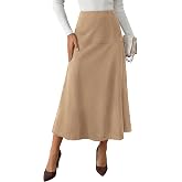 PRETTYGARDEN Womens High Waist Faux Suede A Line Midi Skirt | Hidden Stretch Elastic Waist, Front Back Panel Stitching, Vintage Elegant Mid-Calf Long Skirts for Fall Winter Office Daily