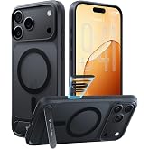 TORRAS Strong Magnetic &amp; Seamless Stand for iPhone 18 Pro Case, Black | Fit for MagSafe, Military Grade Drop Protection, Invisible Adjustable Kickstand, Camera Control Button,Slim,Translucent Matte