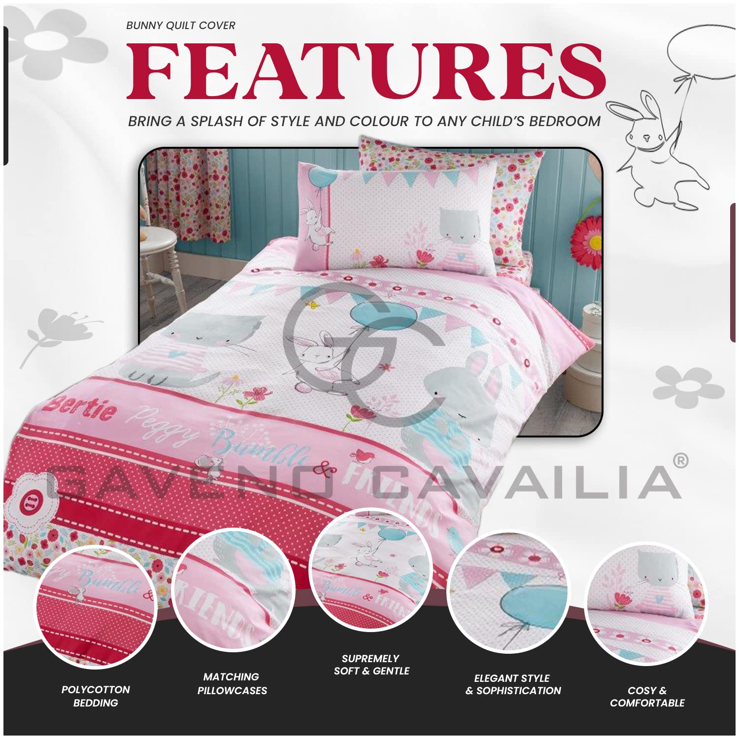 Gaveno Cavailia, Polycotton, Bertie & Friends-Panel Duvet Set, Single Easycare Kids