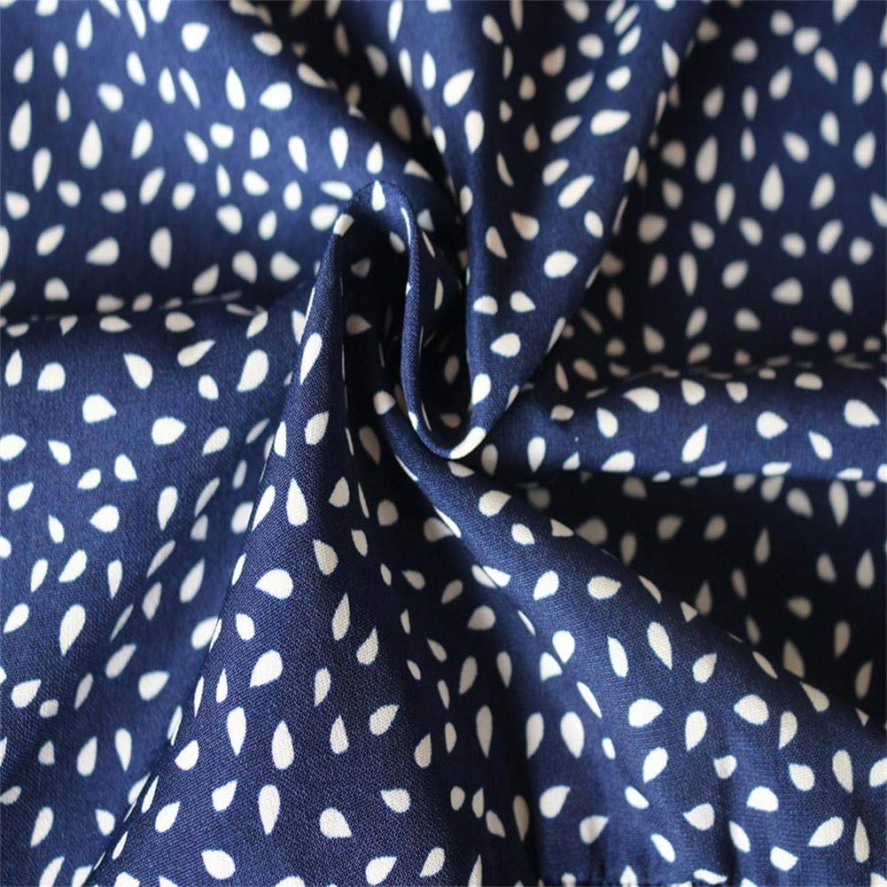 Women\'s Polka Dot Ruffles V Neck Button Down Casual Loose Swing Short Mini T-Shirt Dress Blue