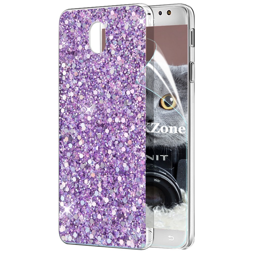 OKZone Compatible Galaxy J7 2017 Phone Case, Bling Glitter Sparkle Design Slim Fit Soft Gel TPU Skin Cover Anti-scratch Protective Shining Fashion Style Case for Samsung Galaxy J7 2017 (Purple) — image 1