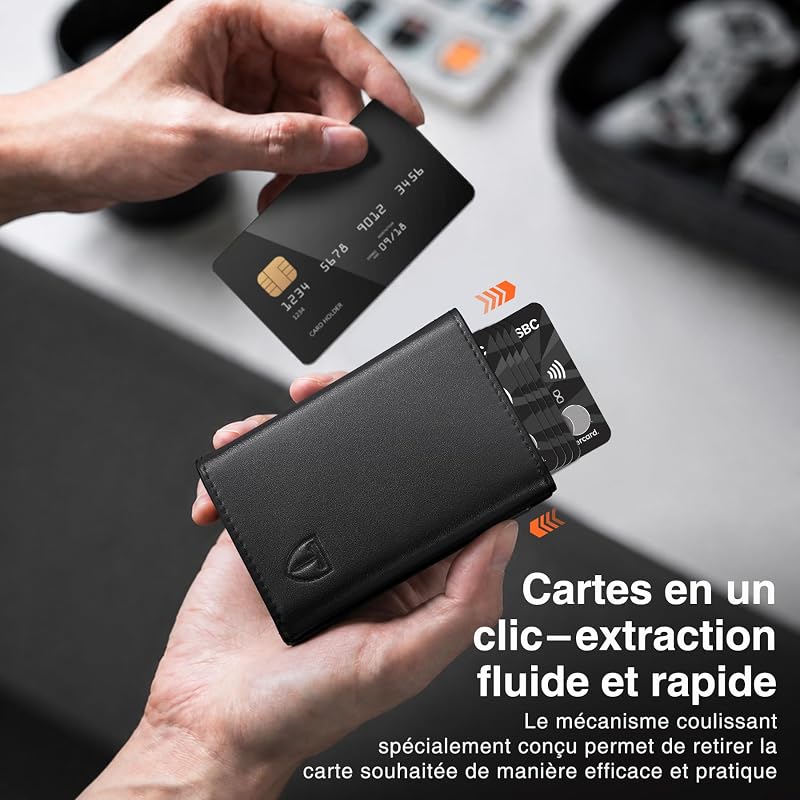 Portefeuille Homme de Haute Qualité, Exclusif Portefeuille Slim avec Portemonnaie & Protection RFID, Luxueux Porte Carte Homme en Cuir, 8 Compartiments pour Cartes de Crédit, Cadeau pour Homme