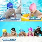 Nepfaivy Kids Swimming Cap 100% Silicone Sky Blue 6-14 Years view 5