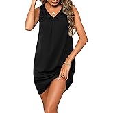 Ekouaer Cotton Nightgowns for Women Sleeveless Night Gown Tank Sleepshirt Wide Strap V Neck Nightshirt S-3XL