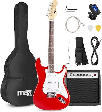 MAX Max GigKit Red Beginner Electric Guitar Starter Kit 40W Amp Accessories