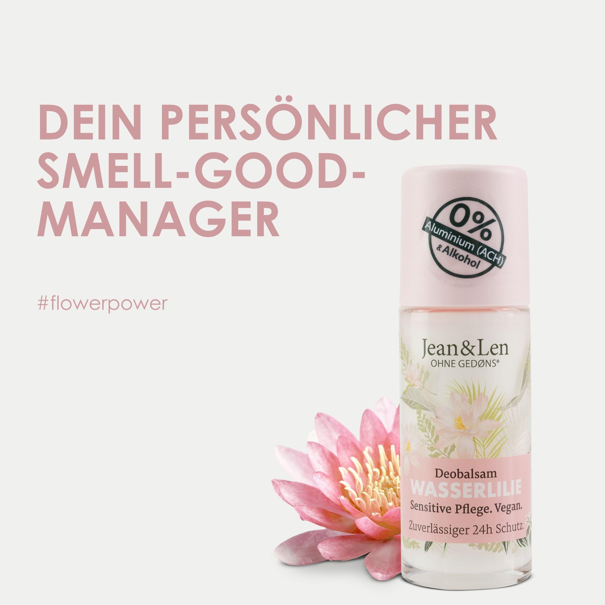 Jean & Len Deobalsam Wasserlilie, schenkt auf natürliche Weise bis zu 24h Deo-Schutz, sensitive Pflege, Ideal auch nach der Rasur, Deo ohne Aluminium & Alkohol, vegan, 50 ml 3