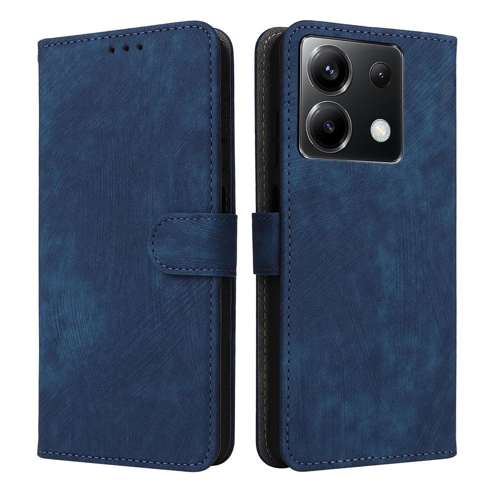XINNI RFID Protective Phone Case for Xiaomi Poco X6 5G, PU/TPU Flip Leather Shockproof Cover, Blue — image 1