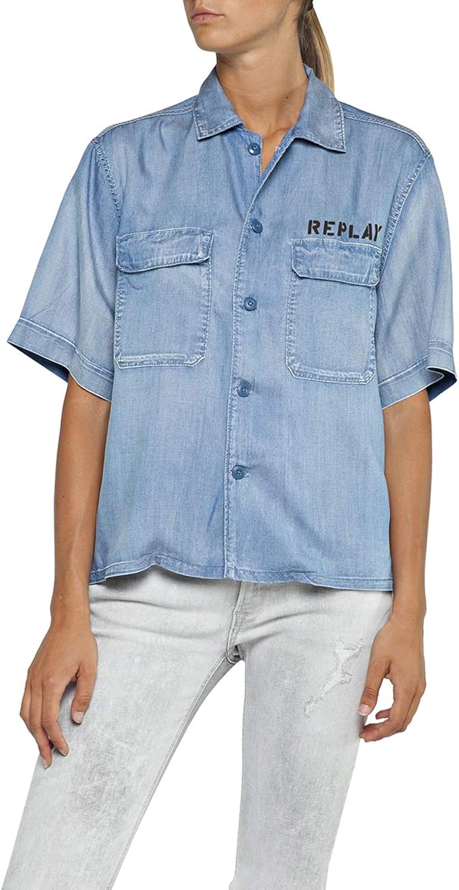 replay denim shirt womens