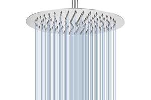 Voolan Rain Shower Head, High Flow Large Rainfall Showerhead Made of All Metal Stainless Steel, Waterfall Body Covering, Universal Wall and Ceiling Mount (12 Inch, Chrome)