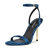 Nine West Women's Reina2 Heeled Sandal, Teal Velvet
