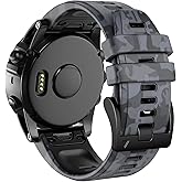 ANCOOL Compatible with Fenix 7X Bands,26mm Silicone Watchbands Replacement for Fenix 5X/Fenix 5X Plus/Fenix 6X/Fenix 6X Pro/Tactix Delta/Descent Mk2i Smartwatches(Camouflage Grey)