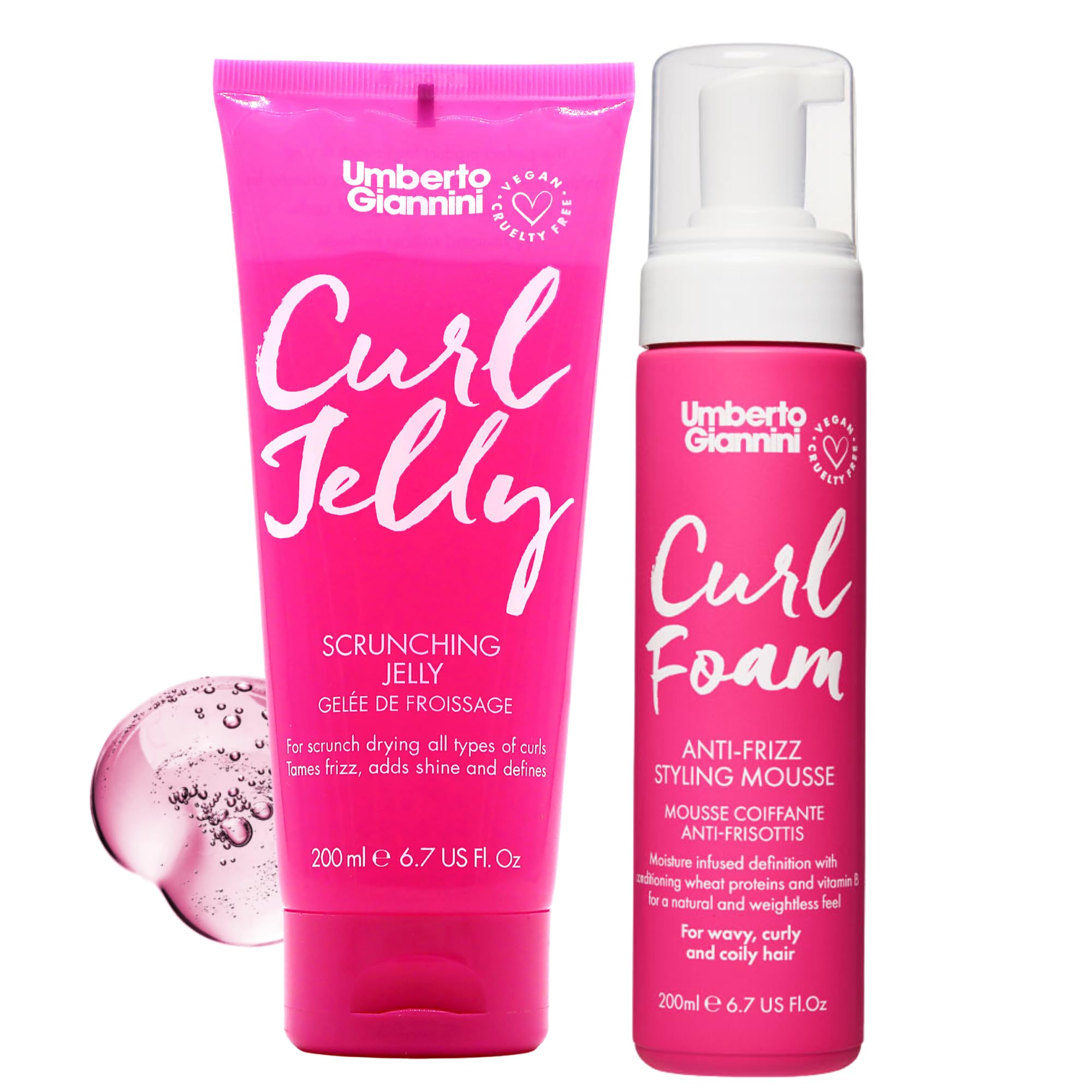 Photo 1 of Umberto Giannini Curl Jelly & Foam Mousse Duo - Vegan & Cruelty-Free Styling Gel and Mousse for Defrizzing Curly or Wavy Hair
