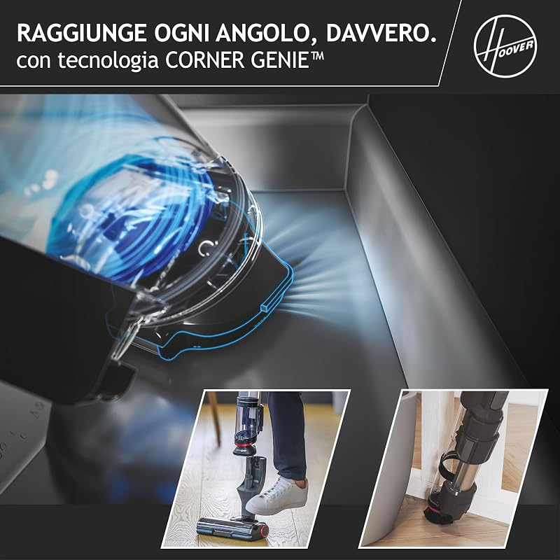 Aspirapolvere senza filo con CORNER GENIE, Spazzola anti-grovigli con luci LED integrate [HFX10H]