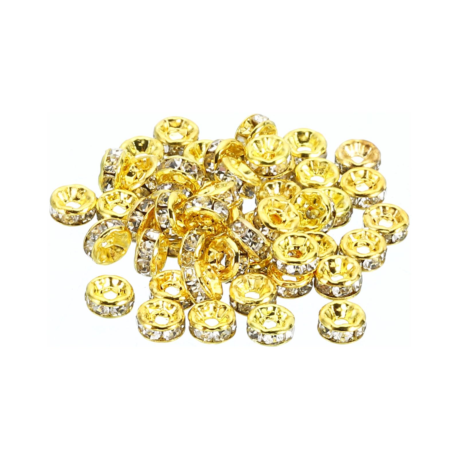 PATIKIL 4mm Spacer Beads, 100pcs Bead Spacers Rondelle Spacer Beads Rhinestone Small Round Bulk Glass Beads Crystal for Making DIY, Gold