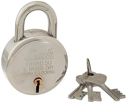 Link BCP_Round 50 BCP Steel 50mm Double Locking Lock with Hardened Shackle Set (Silver, 4-Pieces)