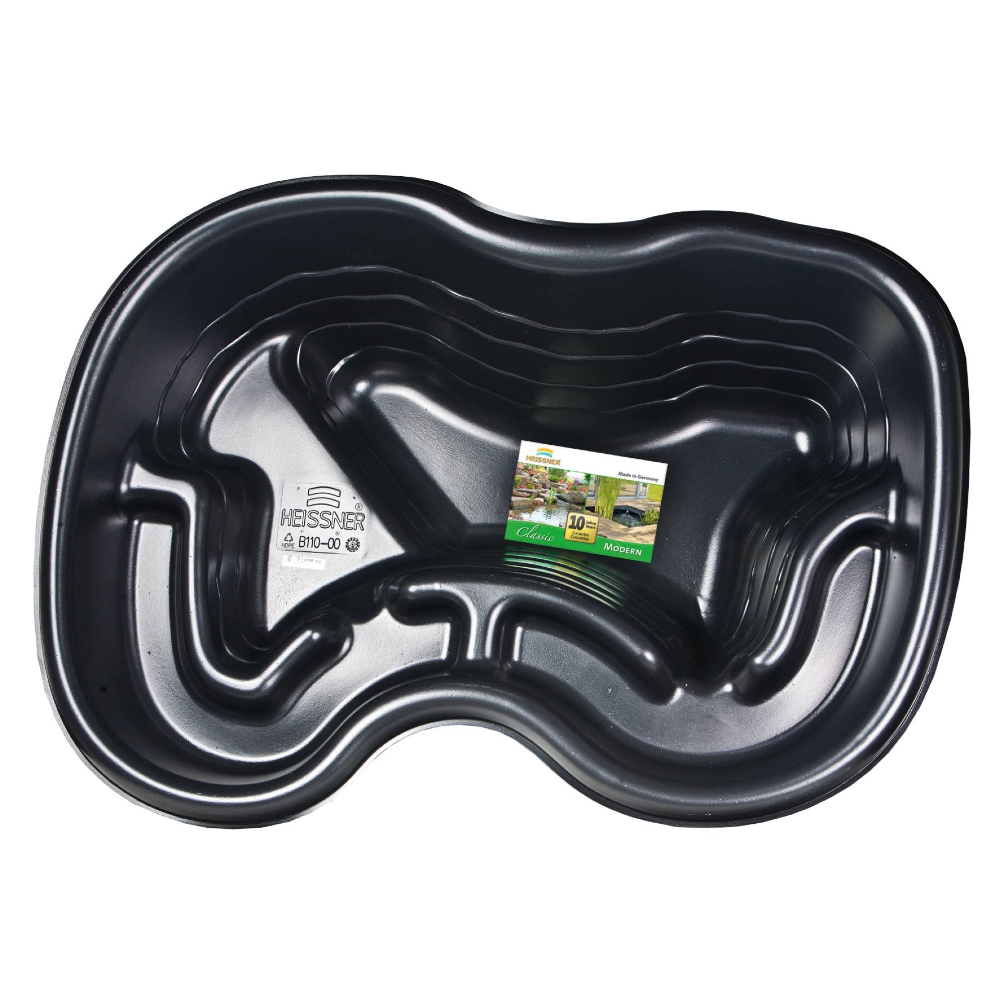 Heissner B110-00 120cm x 90cm x 40cm Plastic Seater Preformed Pond Basin - Black