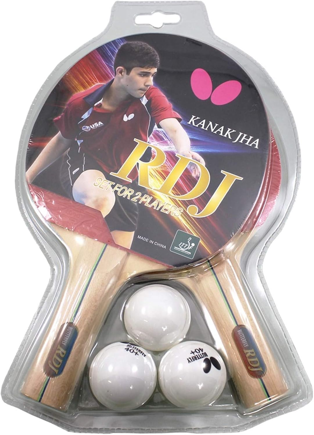 Butterfly RDJ Player Ping Pong Paddle Set – Includes Ping Pong Rackets and Ping Pong Balls – Choose Ping Pong Paddle Set of 2 or 4 – Table Tennis Racket Set : Sports & Outdoors