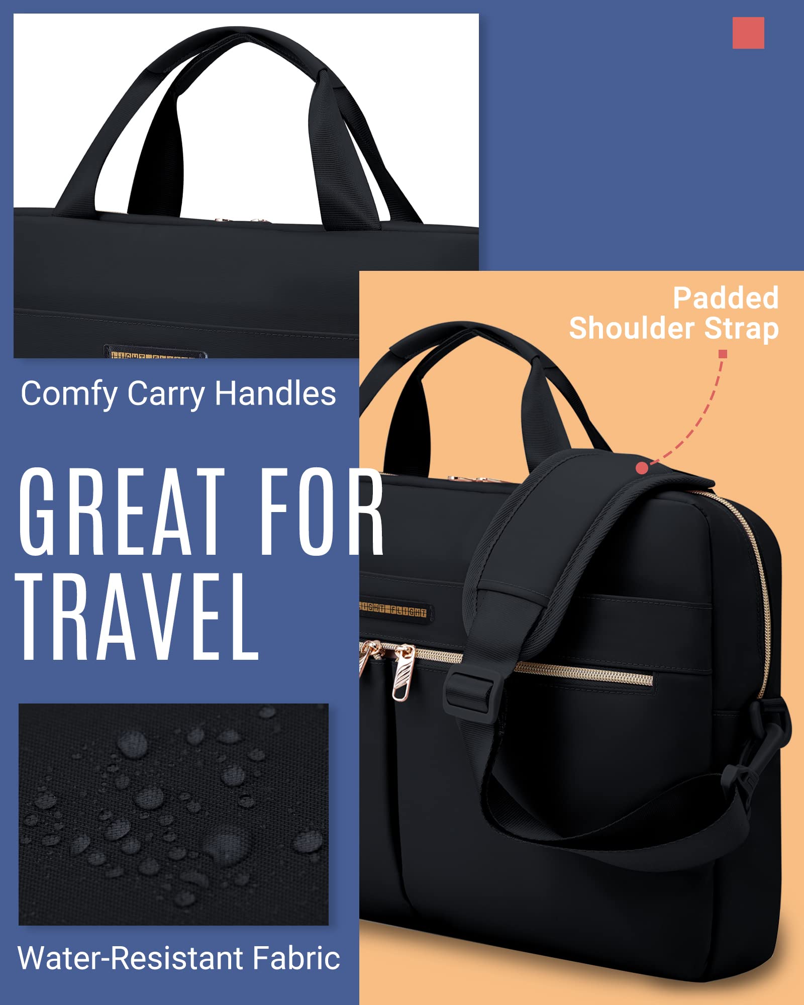 LIGHT FLIGHT 15.6/17.3 Inch Laptop Bag, Briefcase for Women, Large Laptop Case Computer Bag Office Travel Business, Nylon