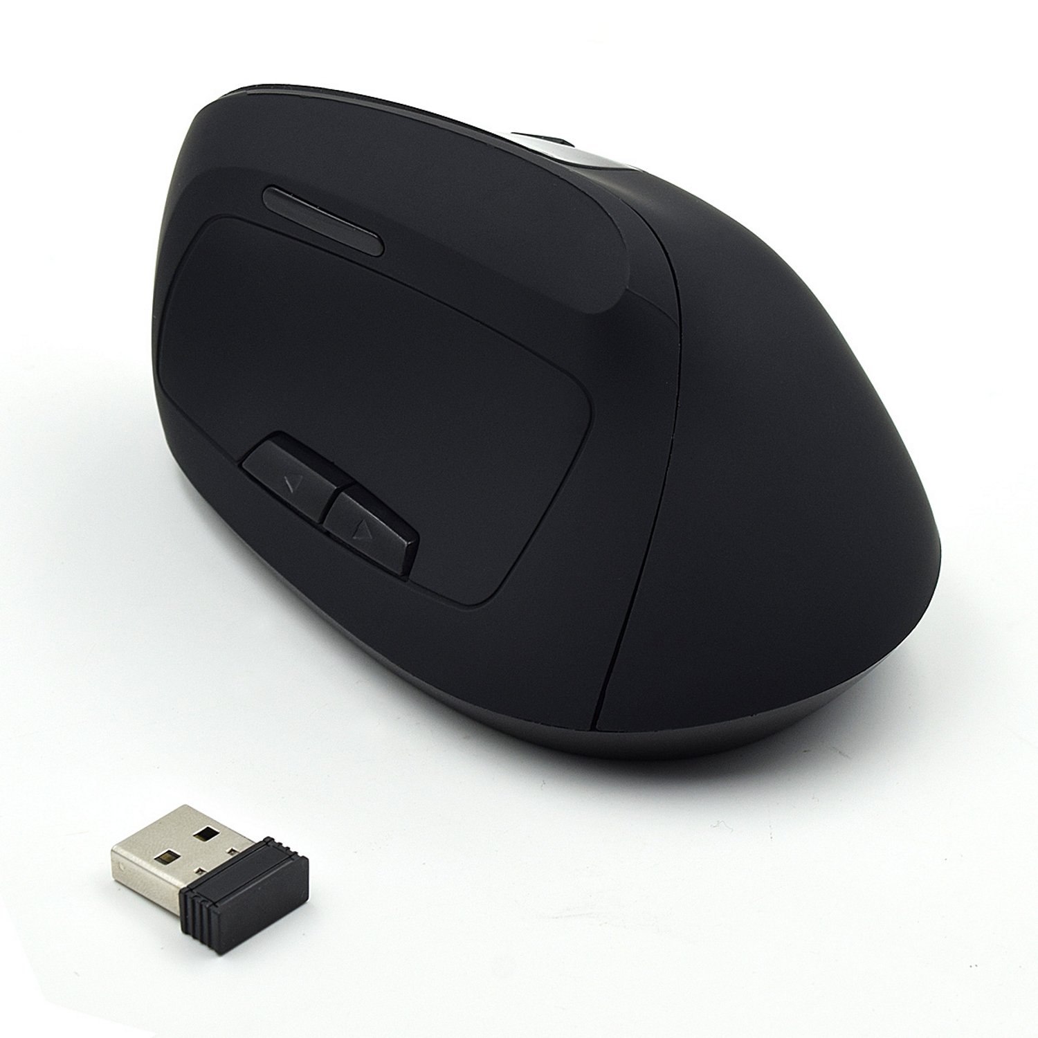 Ewent EW3158 Wireless Vertical Mouse Rechargeable, Ergonomic, Optical 800/1200/1800 DPI, 5 Keys, Prevents Carpal Tunnel Disorder, Black