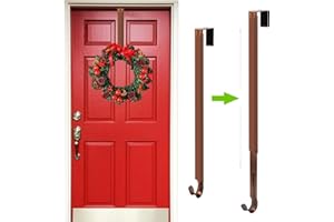 AOUETNAY Adjustable Wreath Hanger for Front Door, Wreath Door Hanger Front Door Wreath Hook from 15" to 25" for Christmas Halloween Autumn Front Door Wreath Decorations, Brushed Bronze