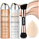 AirBrush Foundation Spray Set, Spray Foundation Makeup and Hydrating Face Air Primer Kit, Longwear Waterproof Liquid Matte Foundation Mist for Flawless Look (01 Natural)