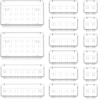 Lifewit 16 Pcs Makeup Drawer Organiser Clear Plastic Cosmetics Tray Set