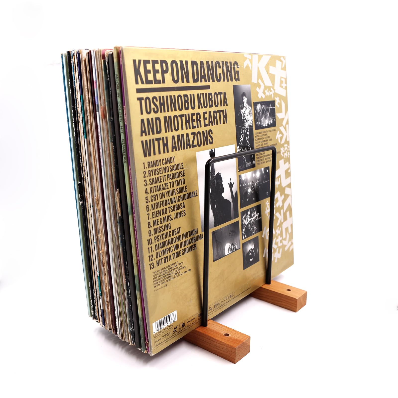 Photo 1 of MayRecords 40 LP Vinyl Record Storage Solid Cherry Wood Vinyl Record Holder Magazine Organizer Record Display Rack For Albums (Iron)