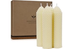 DEYBBY White Beeswax Pillar Candles Set of 4 - Handmade Pure Beeswax Rolled Candles for Gift & Home Decor (1.5×6 in)