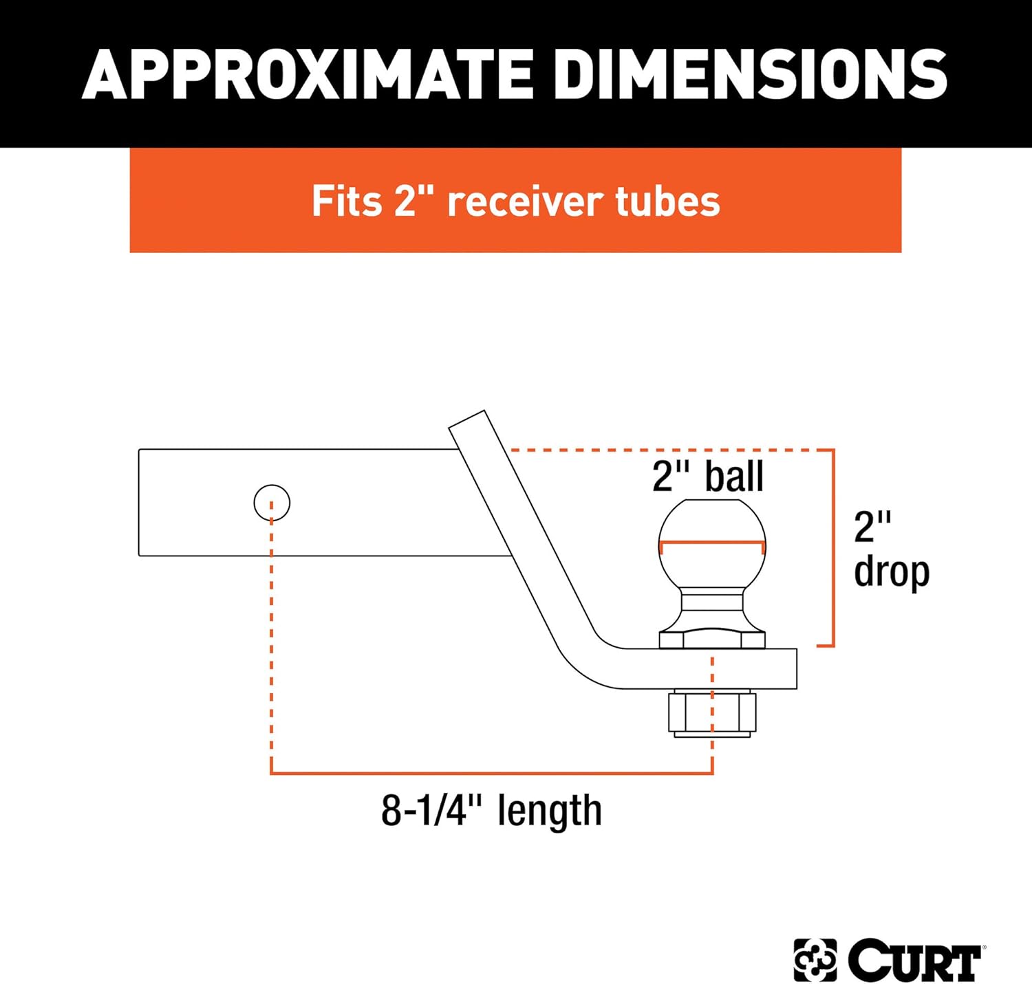 CURT 45036 Trailer Hitch Mount with 2-Inch Ball & Pin, Fits 2-in Receiver, 7,500 lbs, 2" Drop: Automotive