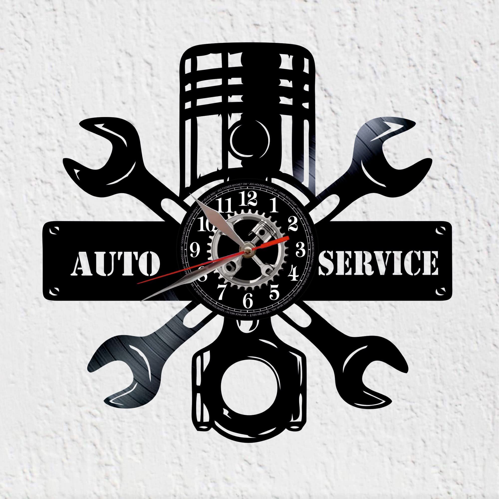 VINY WOODY Auto Service Vinyl Record Clock Car Workshop Motorcycle Workshop Wall Decoration