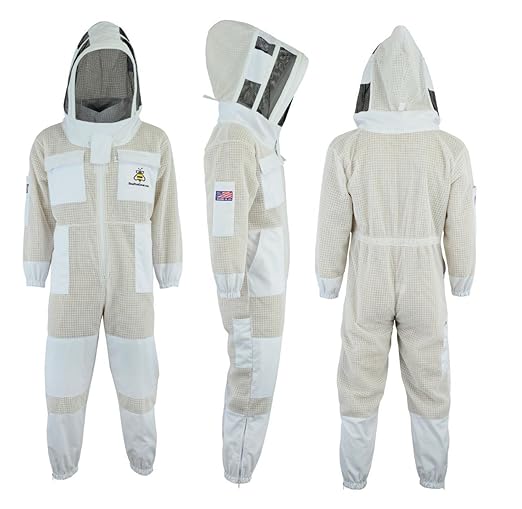 Professioneller Imkeranzug, 3-lagig, ultra belüftet, Sicherheitsschutz, Unisex, weißes Gewebe, Bienenenzucht-Anzug mit Gesich