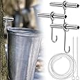 Abizarch Maple Syrup Tapping Kit,Stainless Steel Maple Tree Taps Spiles,Maple Syrup Supplies with 3 Spiles 3 Hooks 3Pcs 3ft F