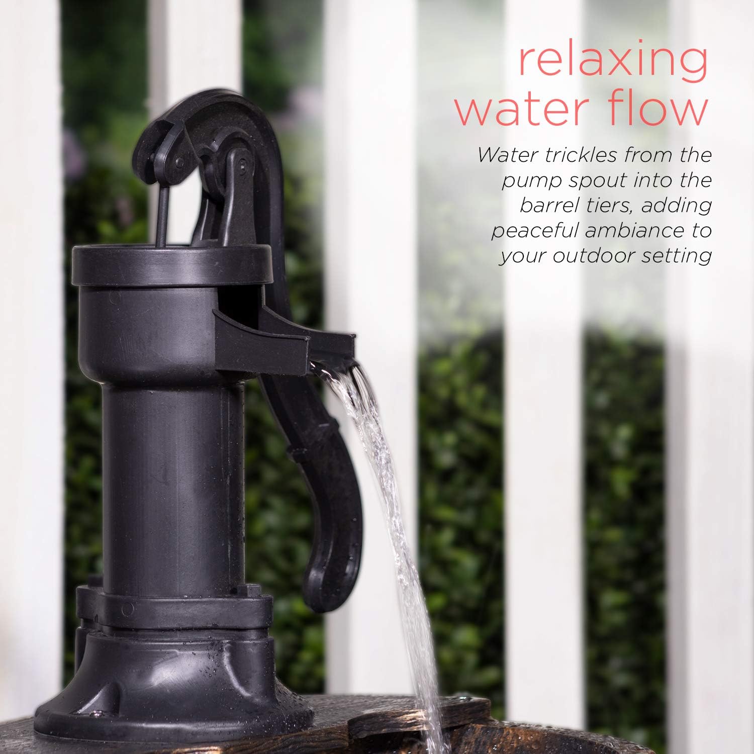 Alpine Corporation TIZ194BZ Alpine 2-Tier Rustic Pump Barrel Waterfall for Garden, Patio, Deck, Porch-Yard Art Decor Outdoor Water Fountain, Gray : Indoor Fountains : Garden & Outdoor