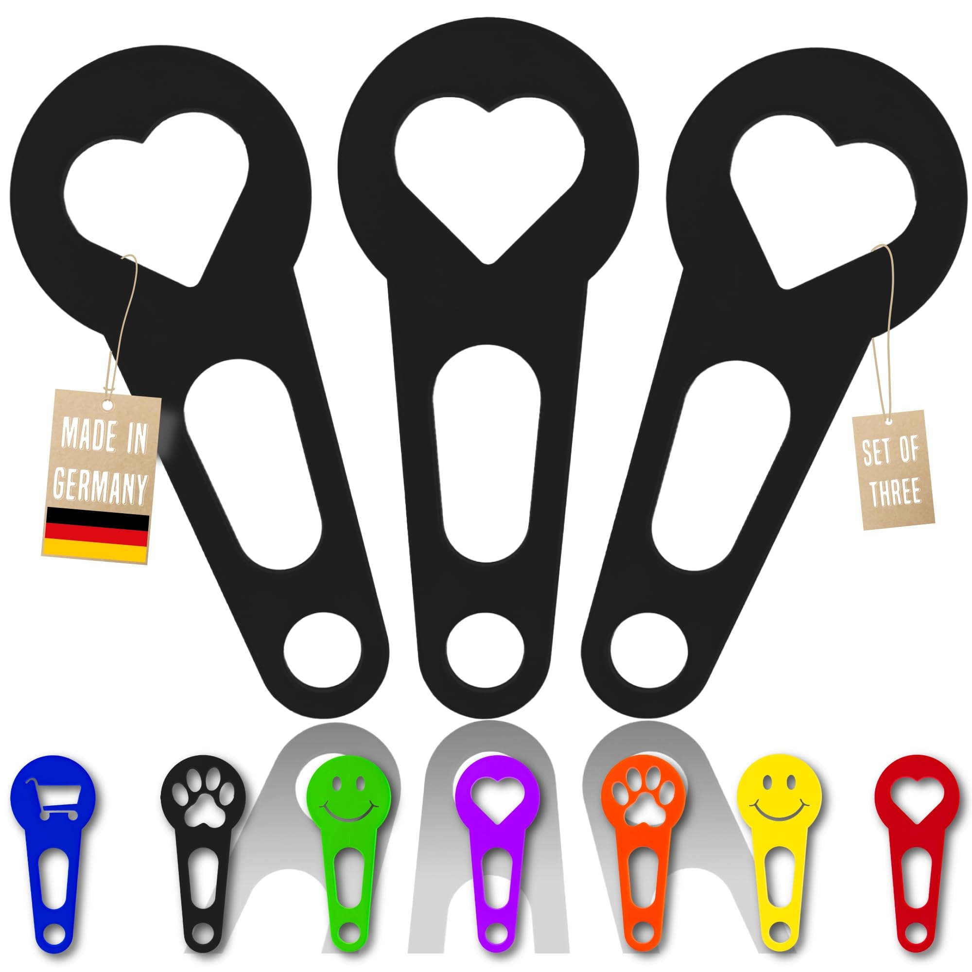 3x shopping cart chip that can be removed immediately as a key chain; 3 pieces in a set shopping cart release shopping cart unlocker; handmade 3D printing (Heart, Black)