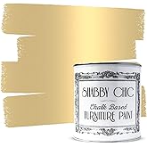 Shabby Chic Chalk Furniture Paint: Luxurious Metallic Paint, Craft Paint for Home Decor, DIY, Wood Cabinets - All-in-One Paints with Shiny Metallic Finish [Antique Gold] - (8.5 oz Covers 32 sf)
