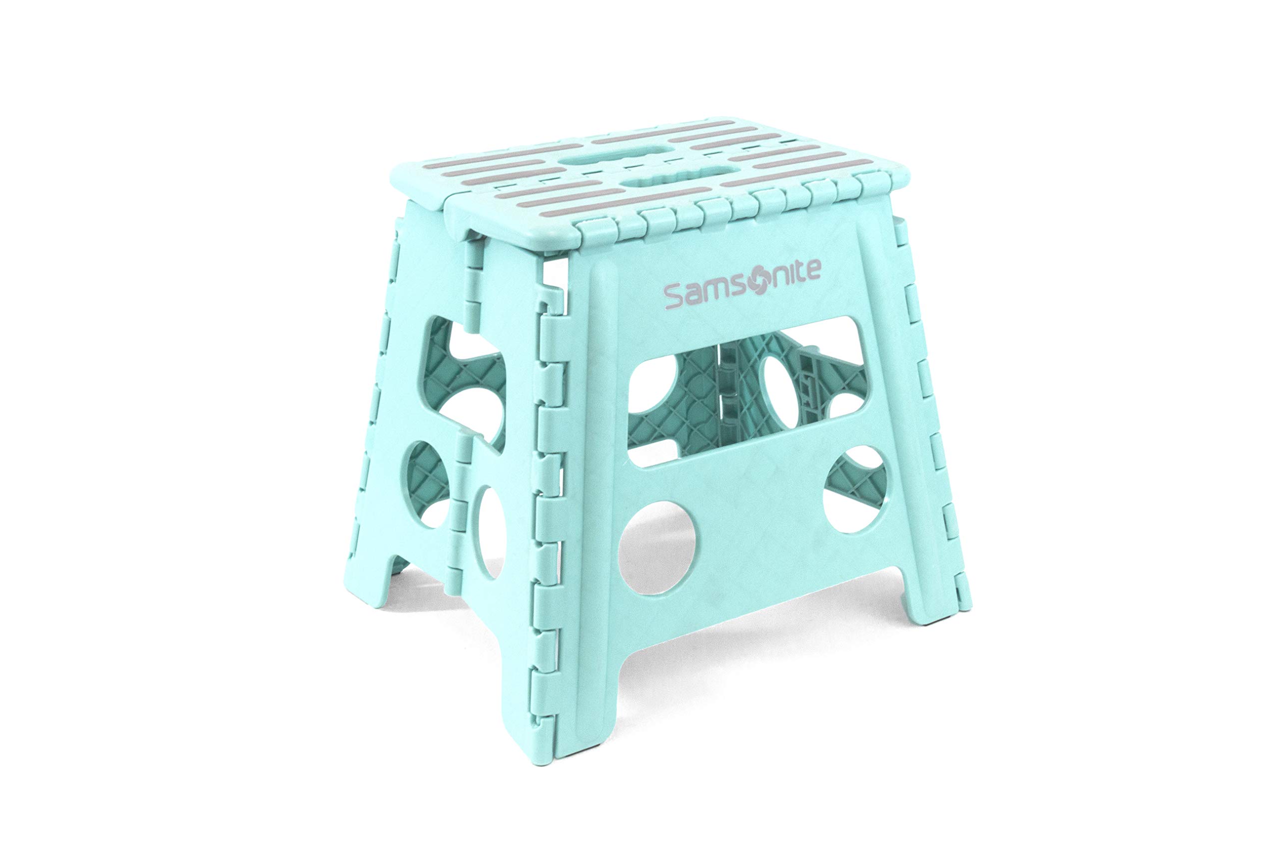 Samsonite Folding Step Stool In Aqua/Teal 13" High Double Handle