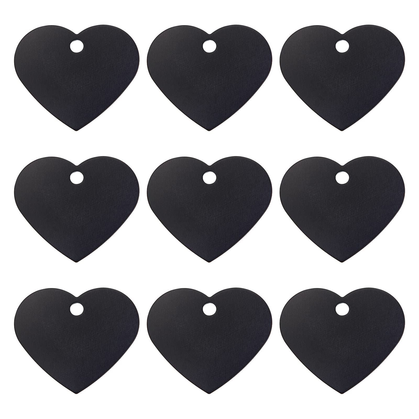 BENECREAT 30pcs Heart Stamping Blanks Aluminum Blank Pendants(Black) Stamping Blanks 33x37.5x1mm for Dog Tag Pendants, Necklace Bracelet Jewelry Making