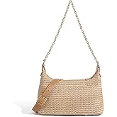 Handmade Straw Tote Bag for Women - Boho Beach Purse with Chain Strap,Summer Market Bag,Eco Friendly Woven Rattan