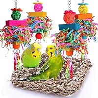 Parakeet Toys Bird Toys Conure Toys Birdcage Stands Bird Foraging Wall Seagrass Woven Hammock Swing Mat for Lovebirds,Cockati