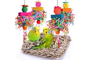 BBJINRONJY Parakeet Toys Bird Toys Conure Toys Birdcage Stands Bird Foraging Wall Seagrass Woven Hammock Swing Mat for Lovebirds,Cockatiel,Budgie and Other Small to Middle Birds